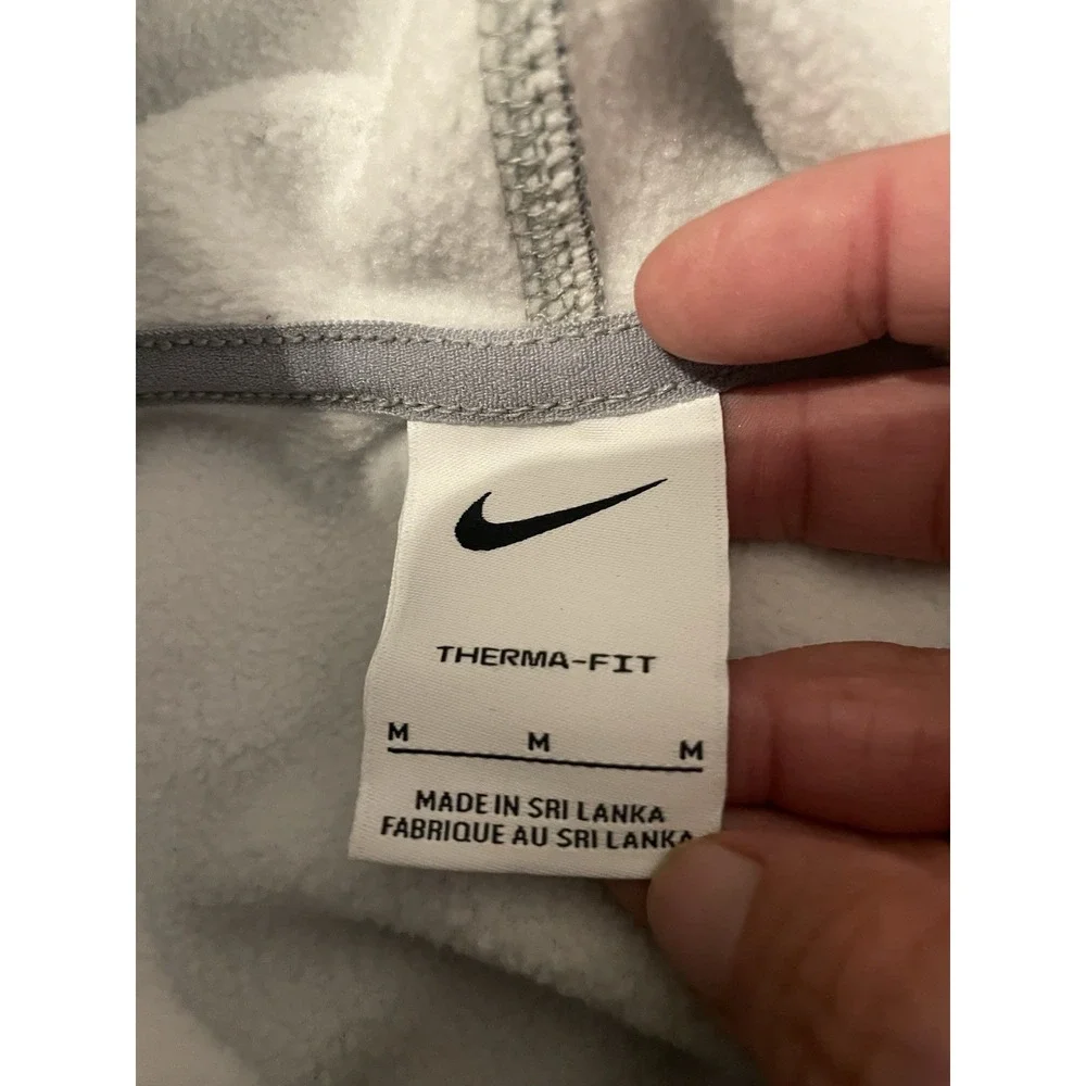 Nike Therma-Fit Fleece Lined Hoodie Gray Pullover Sweatshirt Women's M Logo